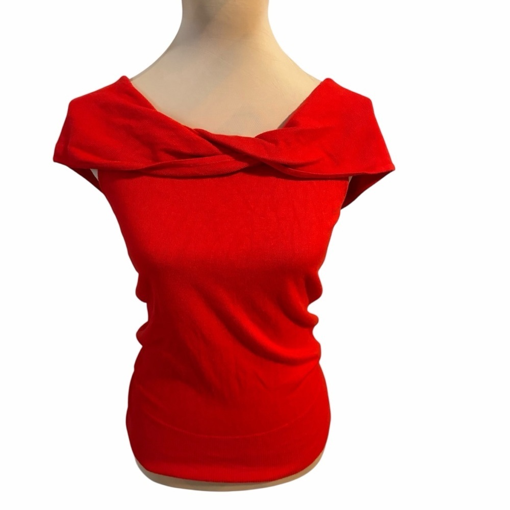 7th Avenue Elegant Red Off-Shoulder Blouse Women’s Size S | Holiday Party